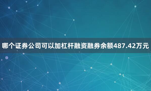 哪个证券公司可以加杠杆融资融券余额487.42万元